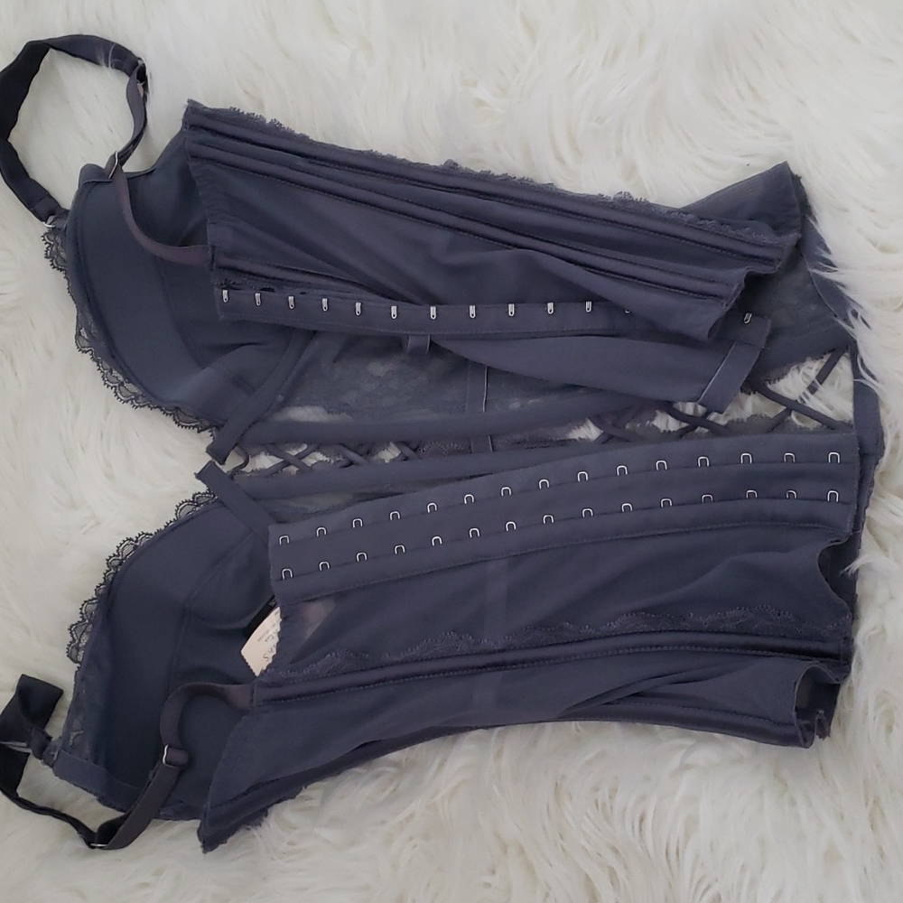 Victoria Secret Very Sexy Lace Corset Bra Top Gray Size 36D - Picture 4 of 6